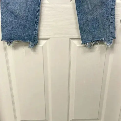 We The Free Free People  Heavily Distressed Crop Straight Jeans Frayed Hem 29