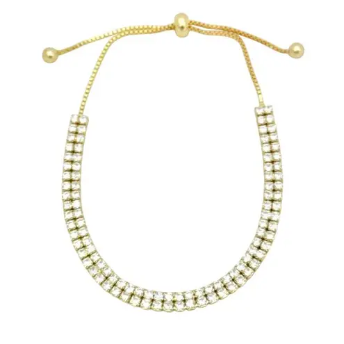 Nicola Parisi 14kt Plated Cubic Zirconia Tennis Style Slider Bracelet New Box