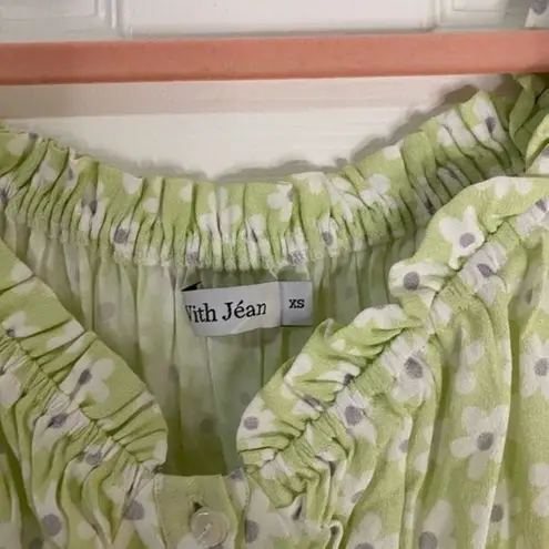 With Jean Green Floral Isabelle Mini Dress Size XS Costal Vacation Resortwear