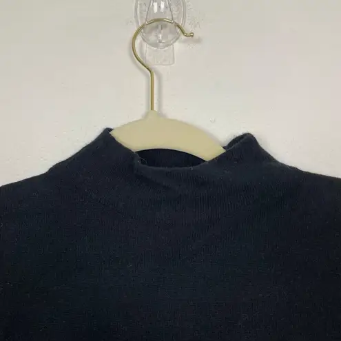 autumn cashmere Woman's M Black Colorblock Sleeve Step Hem Mock Neck Sweater