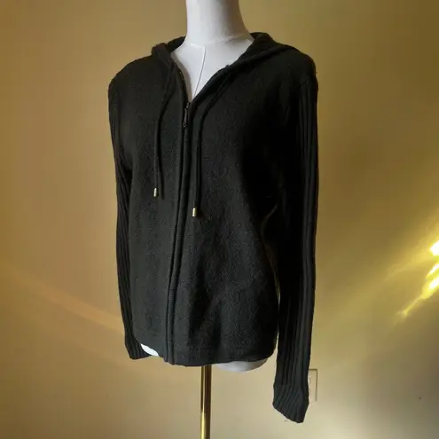 Vintage Giannetti Wool Zip Hoodie Petite Large Green Ribbed Knit Sweater Jacket Size undefined