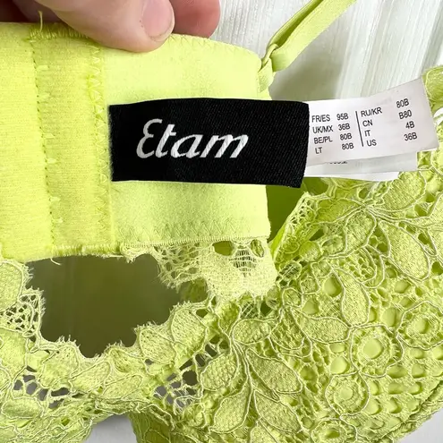 Etam Women's Green Lace Bralette 36B Wireless Adjustable Straps Celery Juice Size undefined