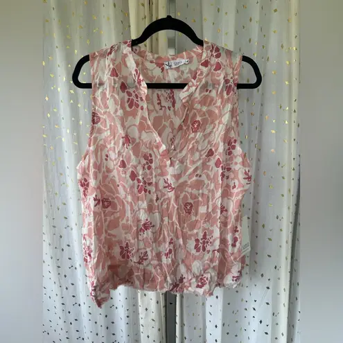 Carve Designs Carve Design NWT Sheer Floral Raw Hem V Neck Dylan Tank 100% Organic Cotton L