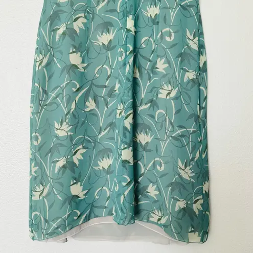 Giorgio Armani Vintage Green/Cream Floral Silk Bias Cut Slip Dress Size 8