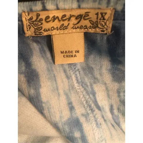 Energie BLUE MULTICOLOR With LACE 3/4 SLEEVE SHARK BITE HEM EMBELLISHED pullover