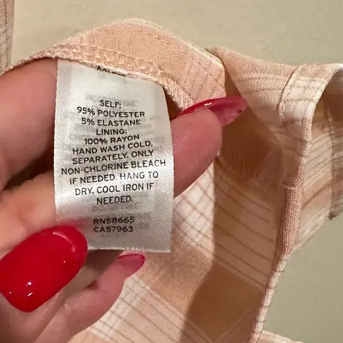 BP  NORDSTROM GINGHAM CHECKERED CORAL PEACH WHITE MINI DRESS 2X