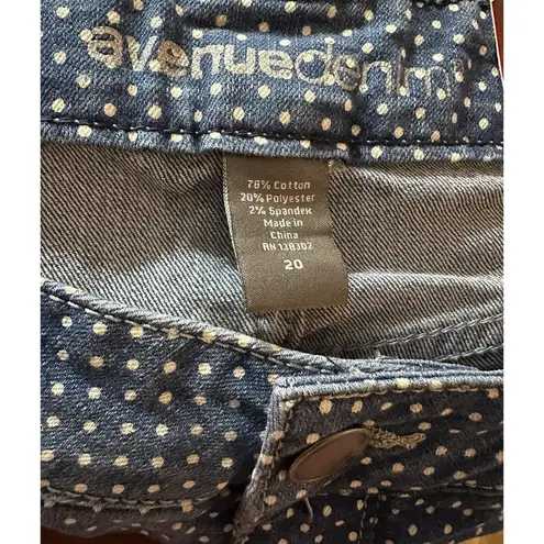 Avenue Denim Virtual Stretch Woman’s Blue/ White Polka Dot Jean Shorts Size 20 Blue