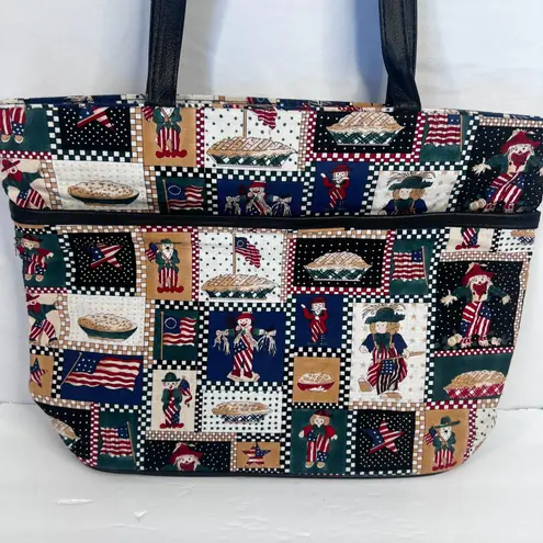 Source Unknown Patriotic Themed Shoulder Tote Bag Top Zip Vinyl Interior American Pie