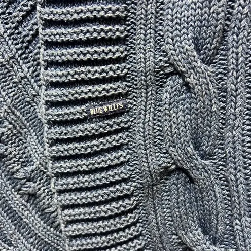 Blue Willi's Vintage Circular Knit Long Cardigan Wrap Coat L Denim Blue Cotton Size L