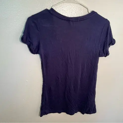 Tresics V-Neck T-Shirt Blue Gray Rolled Cuff