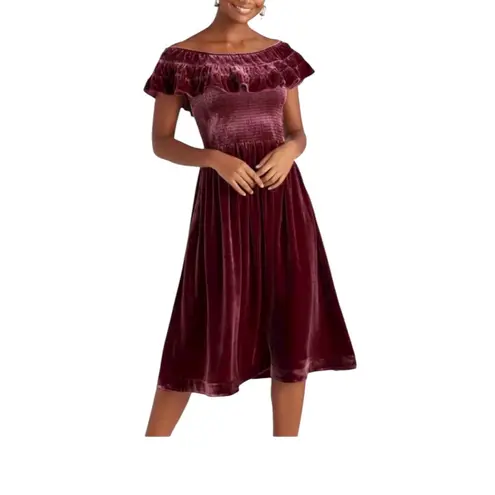Hill House Akilah Nap Dress Burgundy Velvet Red