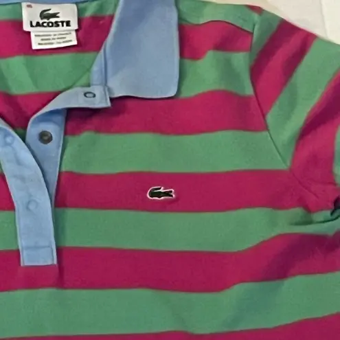 Lacoste  Woman’s  Pink and Green Stripped Polo Shirt