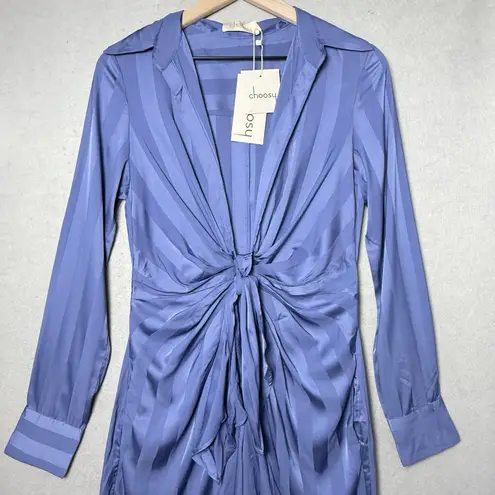 Choosy Lafayette Womens Blue Striped Jumpsuit Pockets Front Tie Comfort Size 2