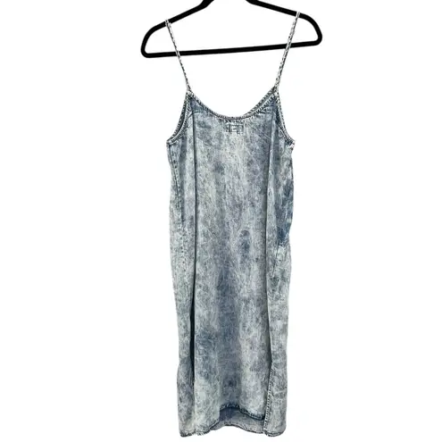 NWT Thread & Supply Acid Wash Carmel Midi Spaghetti Strap Slip Dress Medium Blue