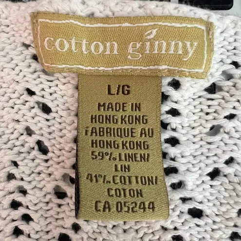 Cotton Ginny Linen Cotton Womens Beach Coastal Nautical Lagenlook Sweater Large White