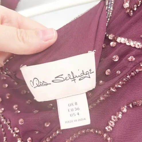 Miss Selfridge NEW Womens Party Evening Beaded Sequin Mini Dress Size 4 Purple