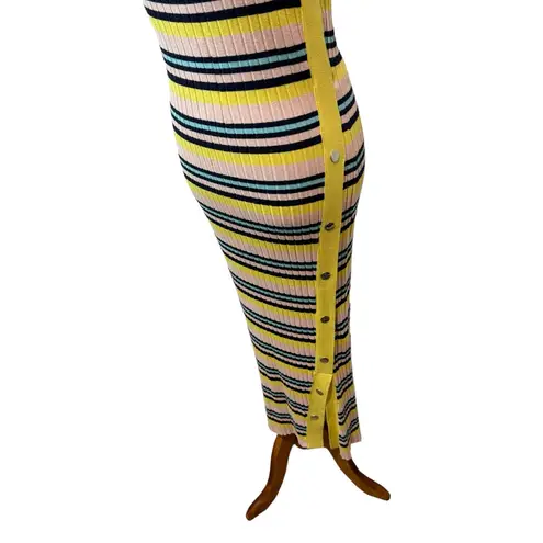 525 America Pink Snap Rib Dress Midi Yellow Size Medium