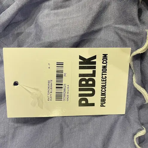 Light Blue Periwinkle Crop Shirt With Tie Size M