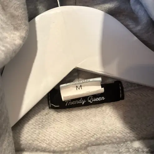 Trendy Queen grey scuba cropped quarter zip hoodie sweatshirt M Gray Size M