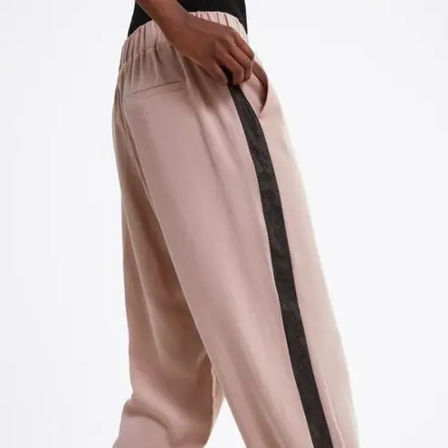 ZARA  JOGGING PANTS WITH SIDE‎ STRIPE PINK CROP ANKLE WOMENS SIZE XS POCKETS thumbnail 2