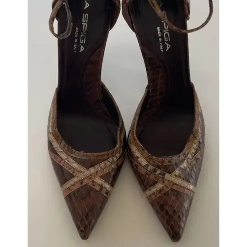 Vintage Via Spiga Snake Skin Leather Brown Multicolor Women’s Sz 8 Italy RARE