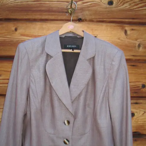 Escada Light Brown Stretch Silk Wool Blazer Tan Size 10