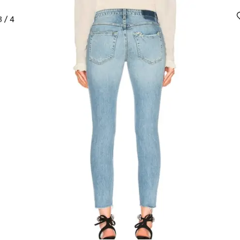 AMO Size 29 Blue Twist Heartbreaker Ankle Slim Straight Fray Hem Jeans