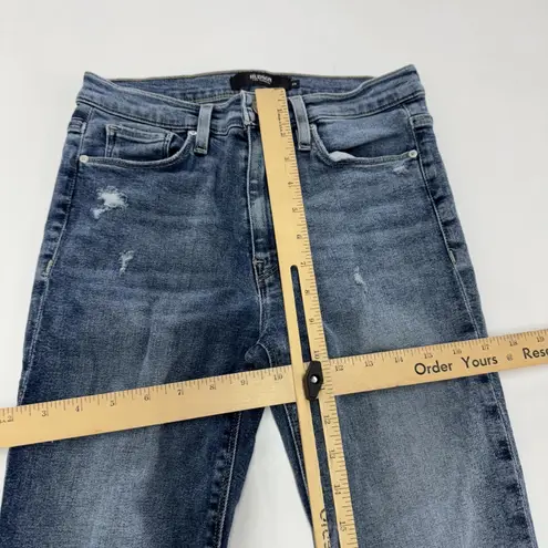 Hudson Jeans Womens 26 Blue Barbara Super Skinny Distressed Raw Hem Ankle Denim