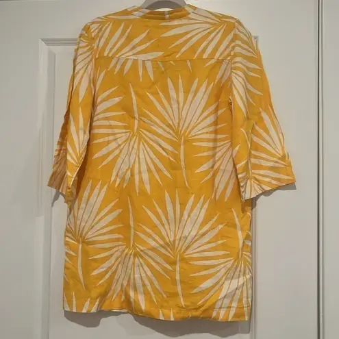 Boden USA Boden Evangeline Linen Tunic Dress Palm Yellow White Size 10P Beach