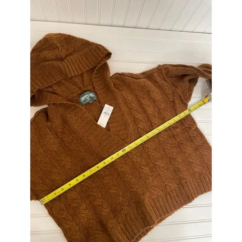 American Eagle NWT  Brown Cable Knit V-Neck Oversized Hooded Sweater Size S