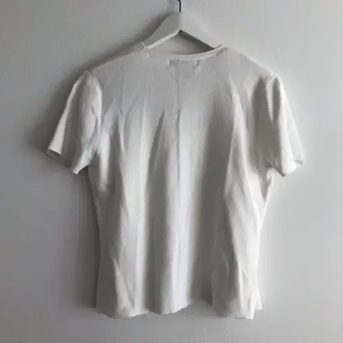 Dressbarn button front Sweater cardigan Ivory Short Sleeve Womens Size S White