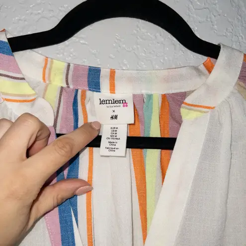 Lemlem New H&M White Striped Kaftan Lyocell Midi Dress Size Medium