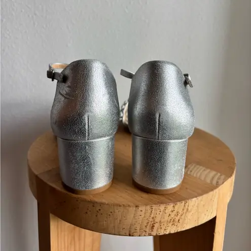 Badgley Mischka Mareva Metallic Leather Embellished Shoes Heels Size 8