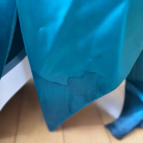 Vintage 80s Dk Green Satin Backless Oversized Bow Floor Length Prom Dress AS IS Size undefined