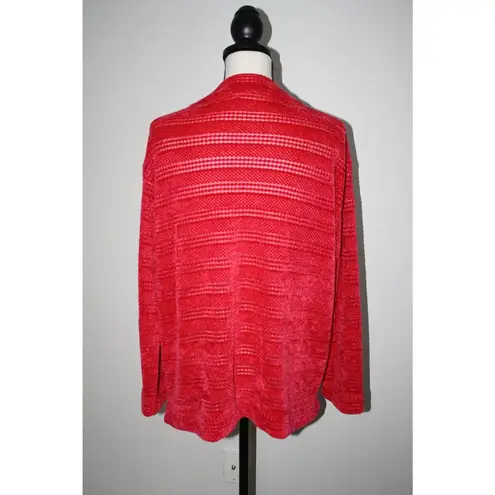 Rafaella  XL Women's Pullover Long Sleeve Sweater Light Red Soft Knit Stripped