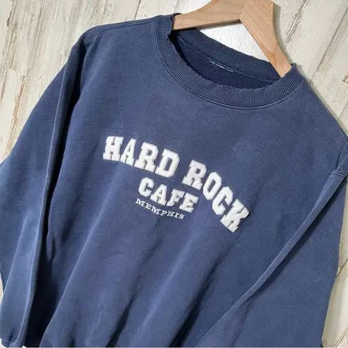 Hard Rock Cafe Hard Rock Cafe Vintage Y2K Navy Crewneck Sweatshirt Puff Print Womens Large