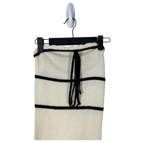 Commense Knotted Tube Midi Sweater Dress Cream Black Coquette Dress XS NEW