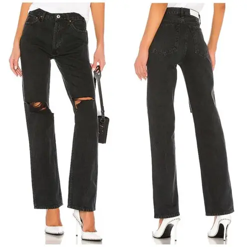RE/DONE High Rise Loose Jean Washed Black with Rips