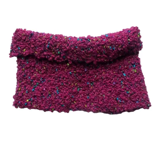 infinity Bulky Handmade knit  Scarf or Dickey in Pink with Multi-colored Flecks