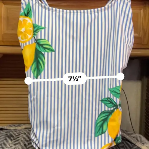 Kona Sol Lemon Stripe Tie Back One Piece Swimsuit Bathing Suit Size L
