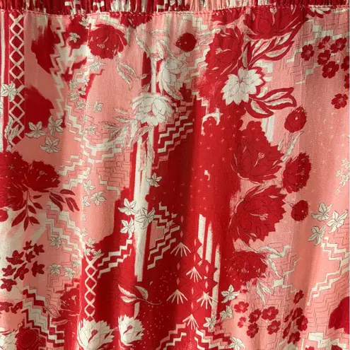 CHUFY Red and Pink Patterned Maxi Skirt Size XS