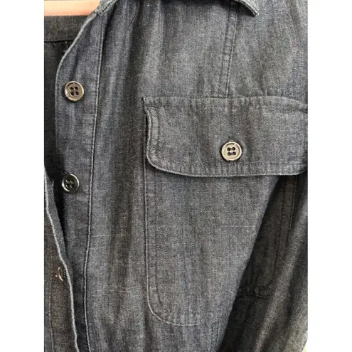 New York & Company Denim Shirt Dress, Size 8, 100% Cotton, Belted, Classic Style Blue