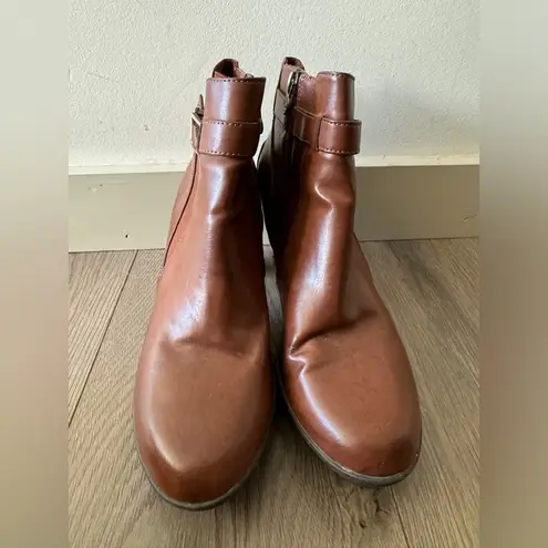 Etienne Aigner Brown Buckle Heeled Booties