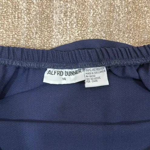 Alfred Dunner Vintage Navy Blue Floral Print Stretch Maxi Skirt Women Size 14