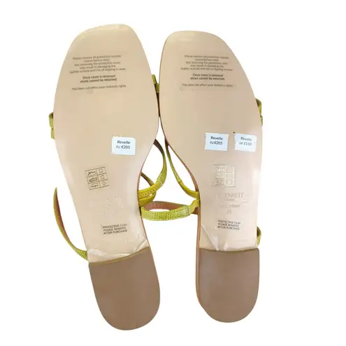 LK Bennett Revelle Lime London Sandals 41 US 10 Strappy Green Leather Flats Shoe