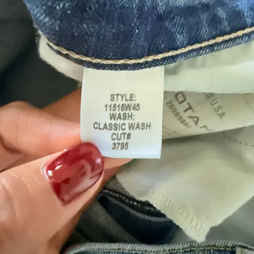 Nili Lotan Boot Cut Jean Classic Wash Cotton Blend USA Light Distressed Sz 30 Blue