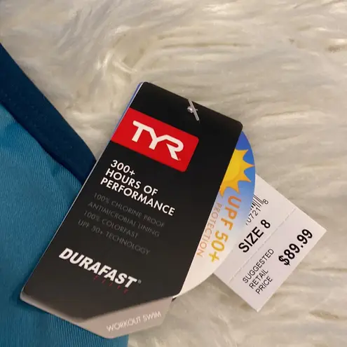 TYR Blue Athletic One Piece Swimsuit size 8 brand new color teal