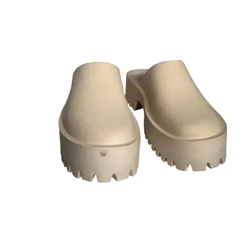 Play Platform Clogs Sandals Cream White Chunky Lug Sole Mule Shoes Size 8 EUR 39