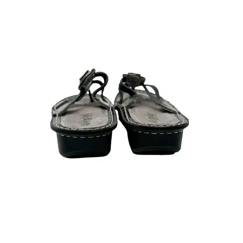 Alegria Pisa Chrome Patent Leather Sandals Silver Gray Size 38