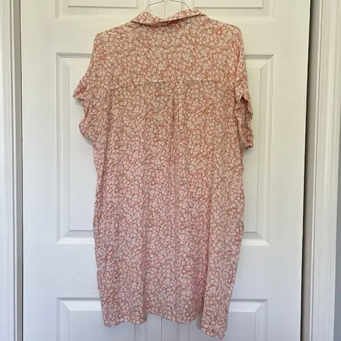 Lost + Wander Pick Me In The Desert Peach Floral Button Up Tunic Shirt Dress XL/
